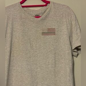 Support Our Troops American Pride  Graphic Print Gray T-Shirt